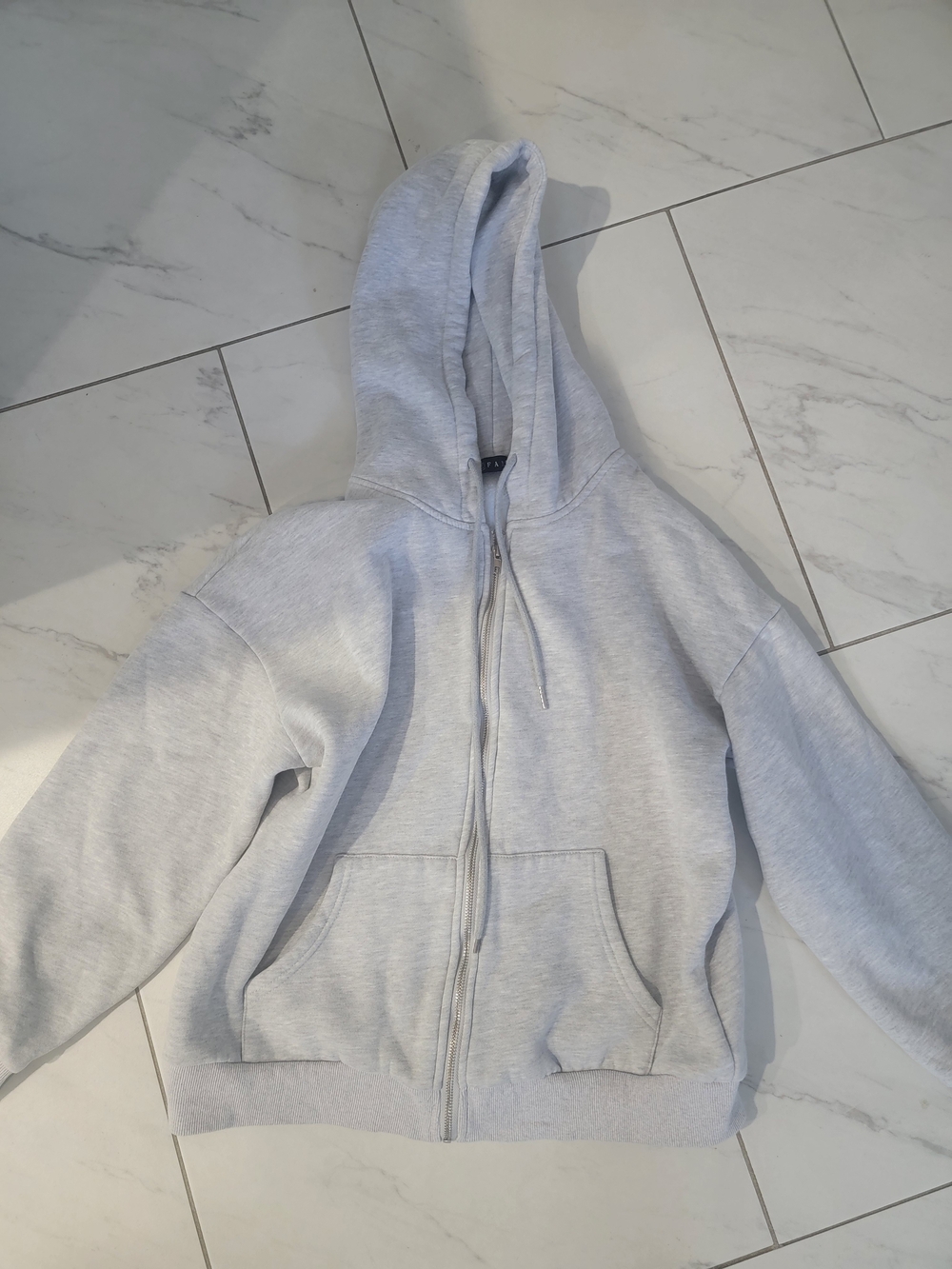 Light Gray Zip-Up Hooded Sweatshirt